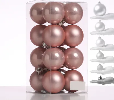Christbaumkugel - Weihnachtsbaumkugel - bruchfest - D: 4cm - glänzend matt - puderrosa - 16er Set