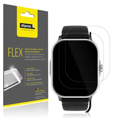 Immagine prodotto di 2x Pellicola protettiva per YYKY Smartwatch 1.72 Zoll, rivestimento al 100%, Protezione dipos Flex
