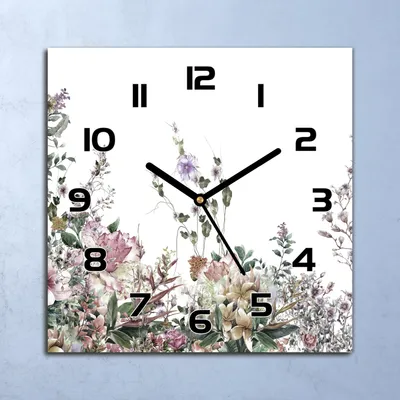 Produktbild von Wanduhr Echt-Glas-Küchenuhr Feldblumen Aquarell Quarz 30x30 Deko Bilder