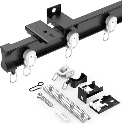 Produktbild von Gardinenschiene 160 inch, Aluminium, schwarz, für Wandmontage