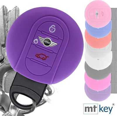 Produktbild von Auto Schlüssel Hülle Silikon Schutz Cover Lila kompatibel mit Mini F56 F54 F55 F57 F60 Clubman Countryman 3 Tasten KEYLESS SMARTKEY