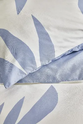 Produktbild von Walra Bettwäsche Simple Leaves Off White / Jeans Blau - 155x220 cm