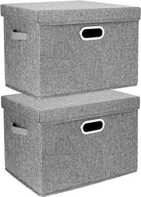 Produktbild von Aufbewahrungsbox Große Aufbewahrungsbox mit Deckel, faltbar, waschbar, Aufbewahrungsbox mit Deckel, 44 x 30 x 29 cm, 2er-Set, grau