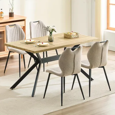 Produktbild von Esszimmergruppe Esstisch mit 4 Stühlen 140x80x76 cm Rechteckig Holz Schwarz