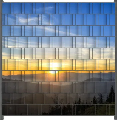 Produktbild von Wallario Zaunsichtschutz mit Motiv Sonnenaufgang über dem Schwarzwald für Ein- und Doppelstabmatten Zäune in der Größe 200 x 200 cm