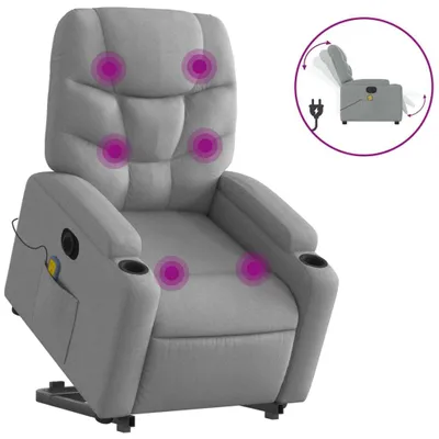 Produktbild von Elektrischer Massagesessel mit Aufstehhilfe Hellgrau Stoff