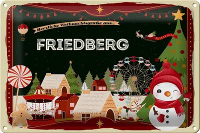 Produktbild von Blechschild Weihnachten Grüße FRIEDBERG 30x20cm