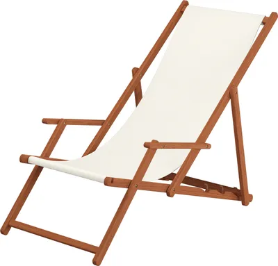 Produktbild von Liegestuhl weiß Gartenliege klappbare Sonnenliege Deckchair Strandstuhl Holz Gartenmöbel 10-303