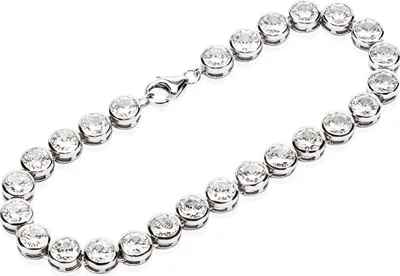 Produktbild von NKlaus Tennisarmband 19cm 925 Silber rhodiniert Zirkonia weiß 6,5mm breites Armband 11896