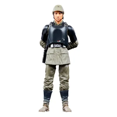 A Star Wars action figure of Cassian Andor in his Aldhani Mission outfit.