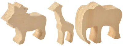 Produktbild von EDUPLAY 210204 Schnitzholz Zootiere, natur, 3-teilig (1 Set)