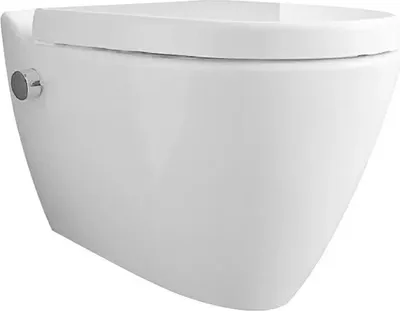 Immagine prodotto di WC sospeso con doccetta Mineral, scarico senza brida, senza smalto speciale, 3 - 4 l, 35 x 34 x 53 cm, senza sedile WC