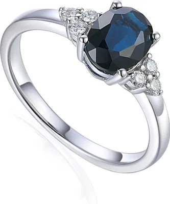 Produktbild von 585er Weissgold Damenring mit Saphir ca.1,92ct. und Diamanten 0,12ct. Gr. 54