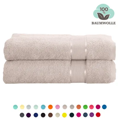 Produktbild von 2er Set Gästetuch Handtuch Duschtuch Badetuch Saunatuch Frottee Baumwolle 500gsm, Größe:Gästetuch 30x50cm, Farbe:Weiss