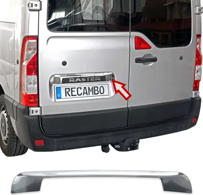 Zdjęcie produktu dla Chromowane wykończenie bagażnika ze stali nierdzewnej nad tablicą rejestracyjną odpowiednie dla Opla Movano B | 2010-2021