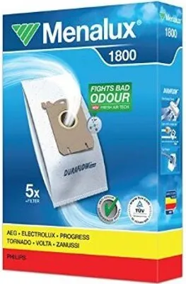 A product package for Menalux 1800 vacuum cleaner bags.