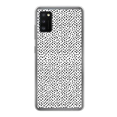 Produktbild von MuchoWow® Handyhülle Schutzhülle Hülle für Samsung Galaxy A41 Polka dots - Schwarz - Weiß Silikon Softcase Handy Hülle - Mobiltelefon