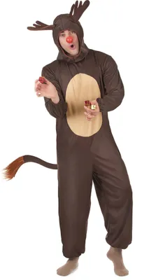 A person wearing a reindeer costume.