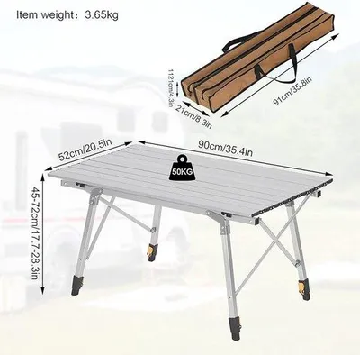 Produktbild von Klappbare Aluminium-Tisch 52x90x72cm für Camping und Balkon
