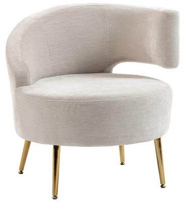 Produktbild von HOMCOM Loungesessel Sessel mit Chenille-Optik, Schrägere Rückenlehne, Cremeweiß