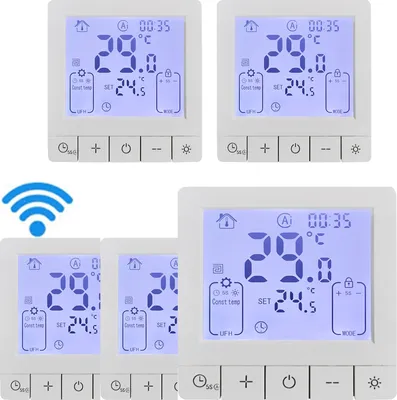 Zdjęcie produktu dla Termostat 5X WiFi, cyfrowy termostat pokojowy z wyświetlaczem LCD i sterowaniem głosowym, termostat ścienny do podgrzewaczy wody 3A i ogrzewania podłogowego, aplikacja Tuya, programowalny, stopień ochrony IP20, 24-godzinne sterowanie czasowe włączaniem/wyłączaniem