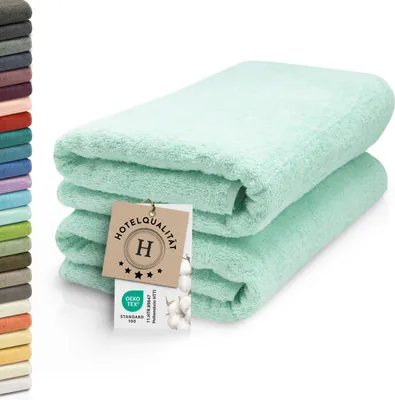 Produktbild von 2er Set Saunahandtuch, Baumwolle, 70x200 cm, mint (türkis), 420g/qm