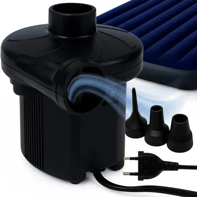 Zdjęcie produktu dla Pompka elektryczna do pompowania materaca piłki basenu pontonu 230V 50W 3 końcówki wypompowywanie powietrza