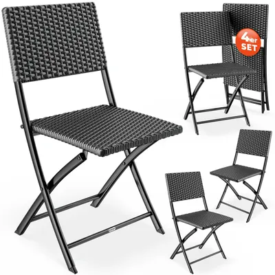 Produktbild von CASARIA® Polyrattan Klappstuhl 4er Set Anthrazit leicht faltbar bis 120kg belastbar tragbar wetterfest Stuhl Sessel Balkon Terrasse Garten Camping Stuhl Sessel