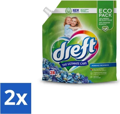 Produktbild von Dreft - Flüssigwaschmittel - Morning Fresh Refill - Frisch und sparsam - 28 Wäschen - Vorteilspack - 2 Stücke