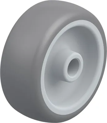 Produktbild von 80mm Rad mit grauem TPR-Gummi auf Polypropylen-Kern