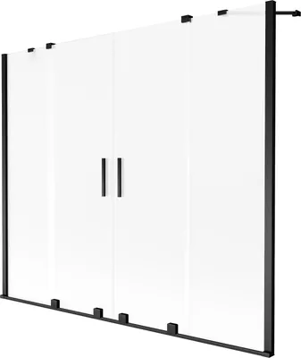 Produktbild von Mexen Velar Duo Badewannenabtrennung 2-flügelig verschiebbar 190 x 150 cm, matt, schwarz - 896-190-000-32-70