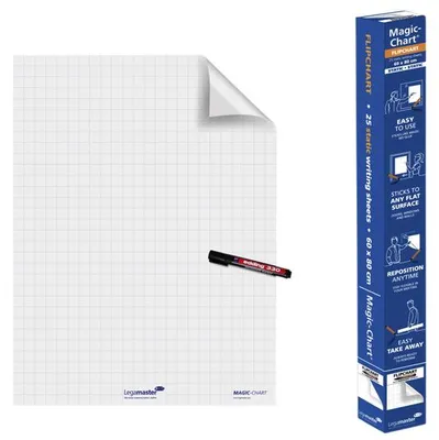 Image de Magic-Chart Legamaster, tableau à feuilles mobiles 60 x 80 cm, blanc, avec motif en losange | 4 pièces