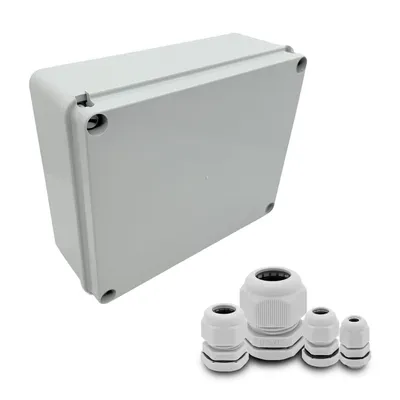 Produktbild von ARLI Abzweigdose IP67 Aufputz 250 x 200 x 90 mm + 40x Kabelverschraubung M12 / M16 / M20 / M25 Set