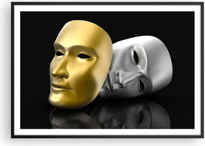 Produktbild von Gerahmtes Poster - Schwarzer Rahmen - Maske Theater Bühne Schauspieler - 100x70 cm - Wand Bild - Wanddeko - Wandbilder - Wandposter - Bilderrahmen - Bilder - Kunstdruck - Wandbild - P2BAA100x70-2432