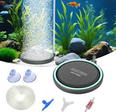 Productafbeelding van Aquarium luchtsteen - nano schijfdiffuser 50 mm - set met regelventiel en luchtslang