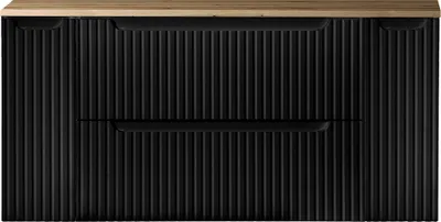 Produktbild von Waschtisch-Unterschrank 120cm, in schwarz mit Eiche, NEWPORT-56-BLACK