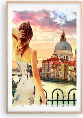 Produktbild von Gerahmtes Poster - Rahmen in heller Eiche - Venedig Brücke Wasser - 61x91,5 cm - Wand Bild - Wanddeko - Wandbilder - Wandposter - Bilderrahmen - Bilder - Kunstdruck - Wandbild - P2NPA61x91-3495