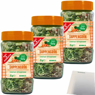 Produktbild von G&G Suppengrün gefriergetrocknet 3er Pack (3x35g Dose) + usy Block