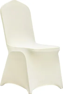 Immagine prodotto di 100 pezzi di coprisedie pieghevoli in Spandex elasticizzato, colore avorio, facili da pulire, ideali per feste