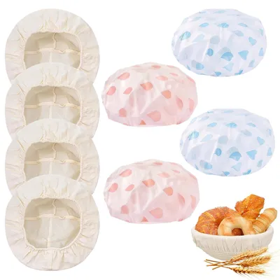 Produktbild von Gärkorb Set, 8-teilig, oval, aus natürlichem Rattan, für Brotbacken