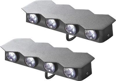 Zdjęcie produktu dla BELIANI Zestaw 2 lamp ściennych zewnętrznych LED czarna aluminium szkło geometryczne 21 cm retro oświetlenie do ogrodu