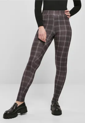 Obrázek produktu pro Dámské leginy Urban Classics Ladies Soft AOP Leggings blackcheck - XS