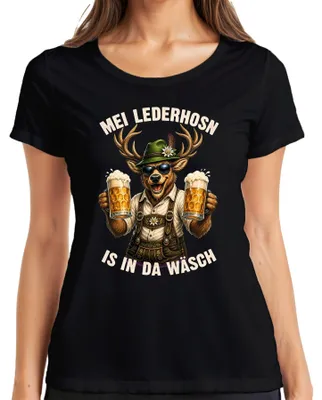 Immagine prodotto di Mei Lederhosn, gonna tradizionale bavarese (Dirndl) da donna, in pelle, per l'Oktoberfest, maglietta, colore nero, taglia S