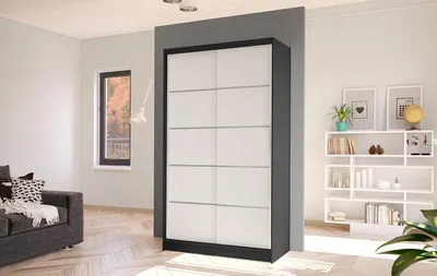 Produktbild von Eleganter Kleiderschrank ARINI 4 – Breite 100 cm, schwarz / weiß