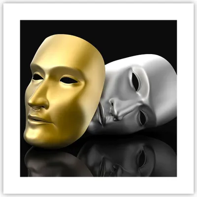 Produktbild von Poster - Poster ohne Rahmen - Maske Theater Bühne Schauspieler - 40x40 cm - Wand Bild - Wanddeko - Wandbilder - Kunstposter - Wandposter - Bilder - Kunstdruck - Wandbild - P2XAC40x40-2432