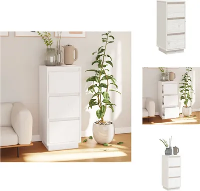 Produktbild von vidaXL Sideboard Weiß 32x34x75 cm Massivholz Kiefer -  Sideboards