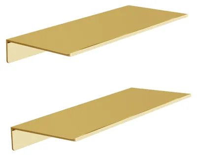 Produktbild von Schwebende Regale Set von 2 - Wandmontage - Aus Aluminiumlegierung - Dekorative Wandregale - Gebürstetes Gold - Stark und Langlebig