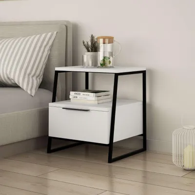 Immagine prodotto di Comodino bianco Pal 45x41x50 cm – Stile Moderno e Funzionalità in un Design Raffinato