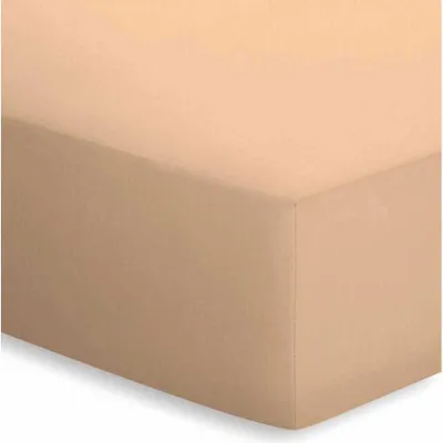 Produktbild von Schlafgut Jersey Spannbettlaken Mako Spannbetttuch 100% Baumwolle Rundumgummi waschbar pflegeleicht hochwertig strapazierfähig 90x200 cm Beige