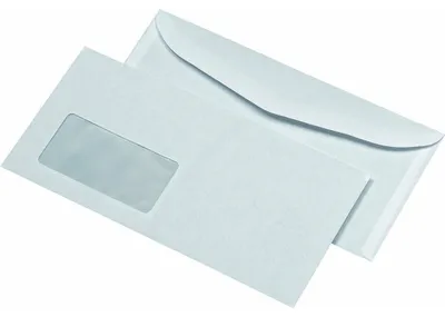 Produktbild von MAILmedia Briefumschläge weiß, 114 x 229 mm, DIN C6/5 Außenverleimung, mit Fenster, geschlossene Klappe für Kuvertiermaschinen (202330)